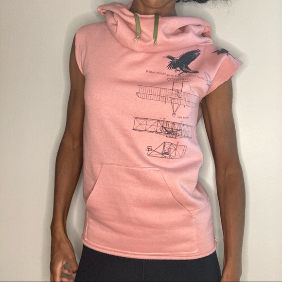 Dear Pony Pink Hoodie with Cut Off Sleeves Shirt - Picture 2 of 12